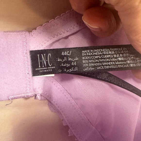 INC Bra Womens Size 44C Lilac Purple Lace Overlay Underwire Lightly Lined - Picture 2 of 6